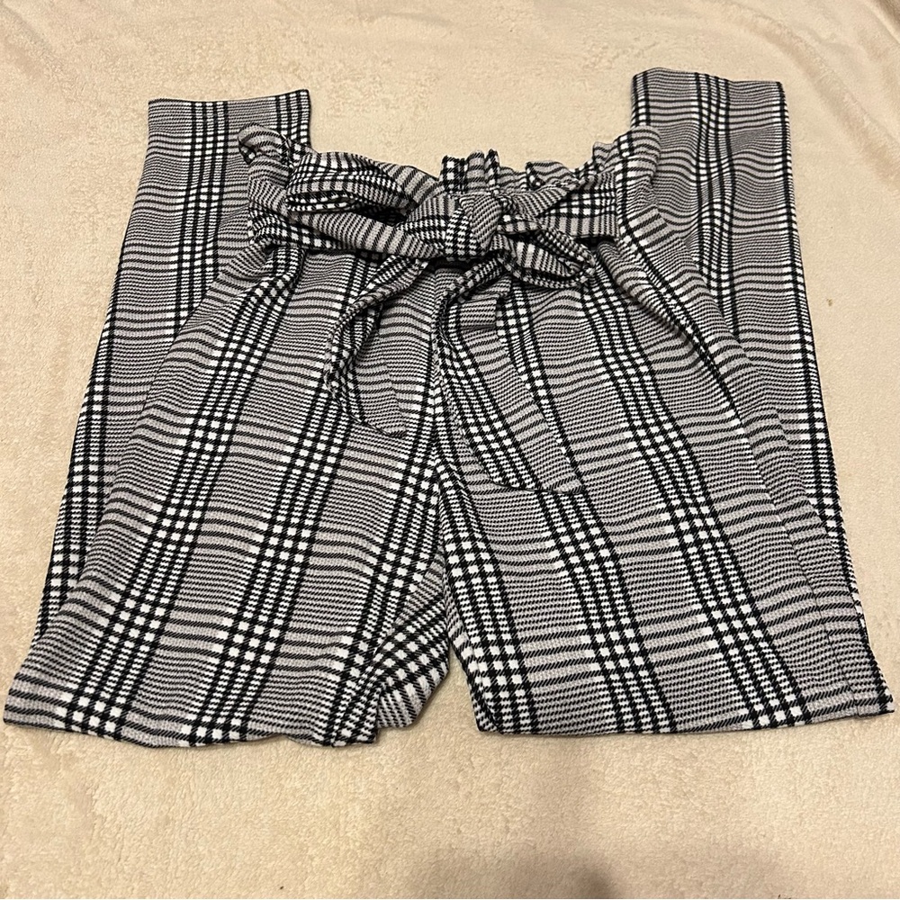 Plaid Paperbag Waist Pants